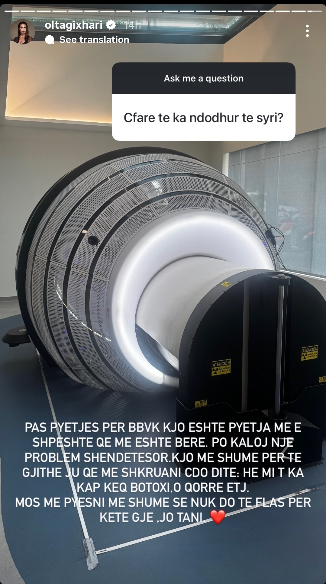 ‘Olta rrëfehet: Po kaloj problem shëndetësor ... - Insajderi - Screenshot 20251014 112533 Instagram